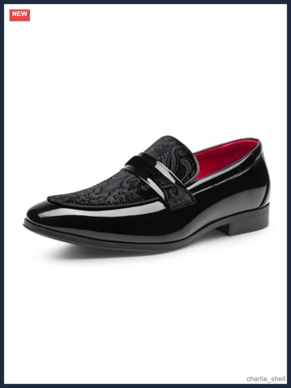 Men's Tuxedo Loafers Slip-On Dress Shoes Patent Synthetic Leather